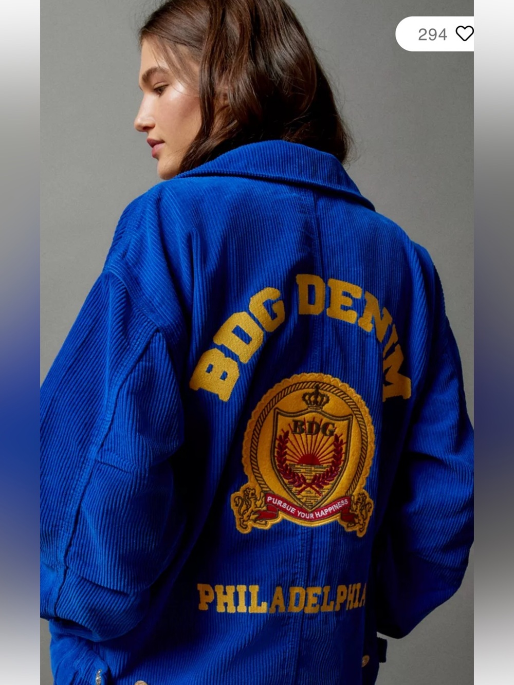 BDG Corduroy Bomber Jacket in Cobalt Blue